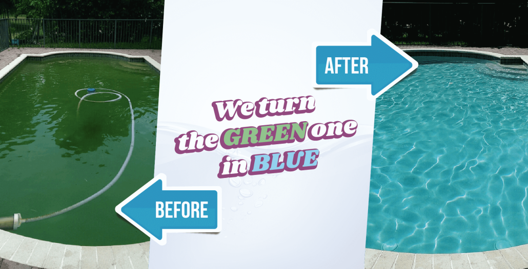 this is a banner to show peaople that we can turn a green pool into a blue crystal clear water pool